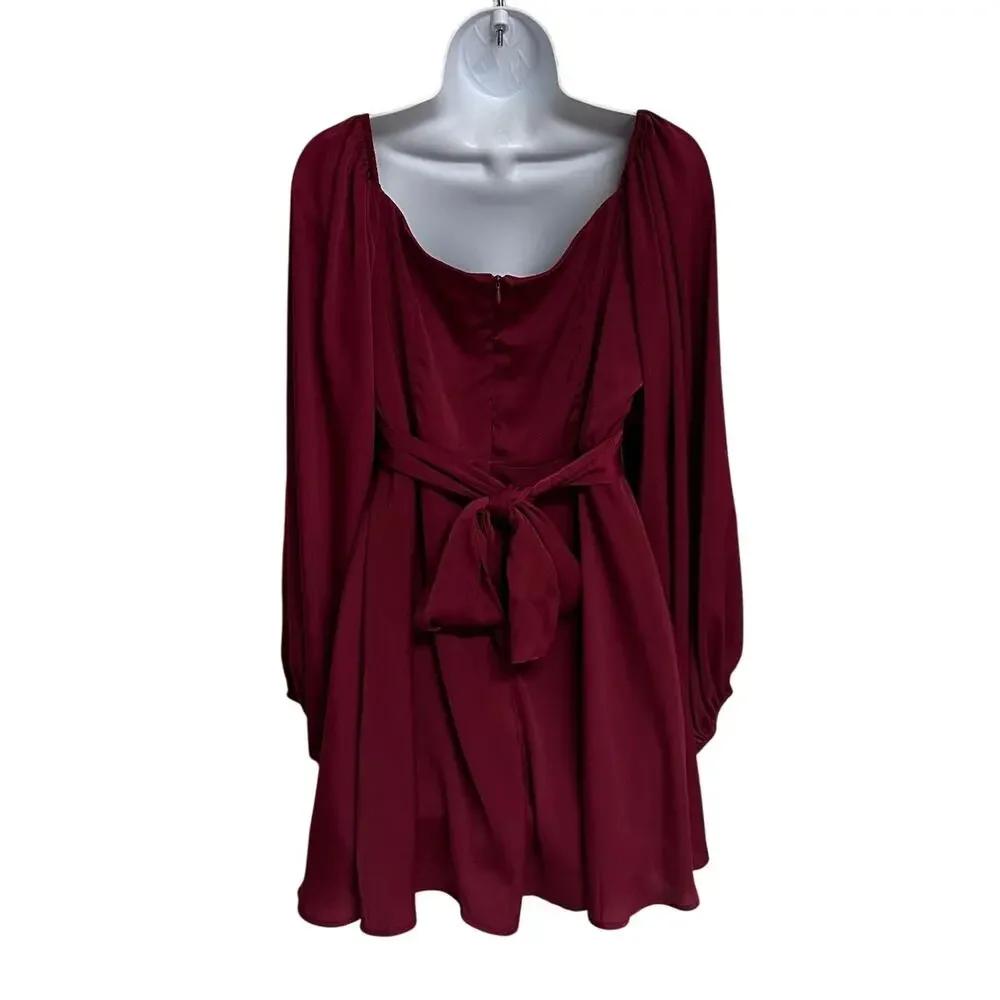 Altar'd State Burgundy Lola Crossover Long Sleeve Dress Size XL‎ Elegant